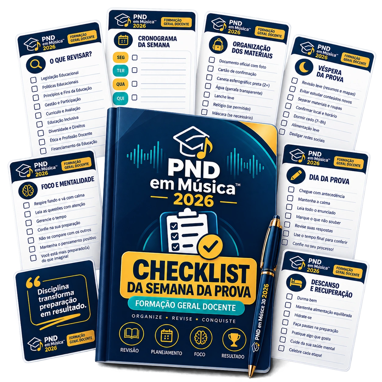 Mockup do bônus Checklist da Semana da Prova