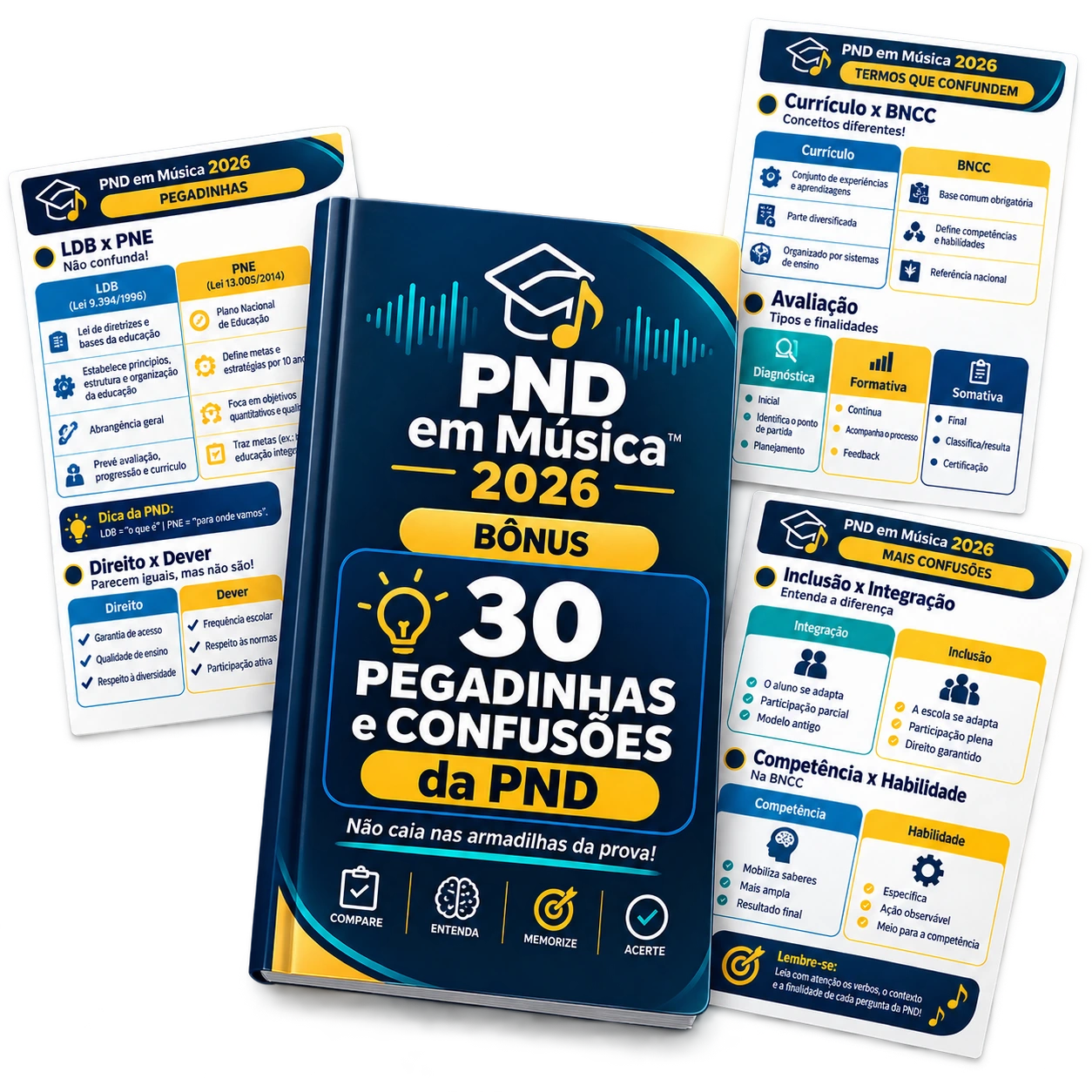 Mockup do bônus 30 Pegadinhas e Confusões da PND