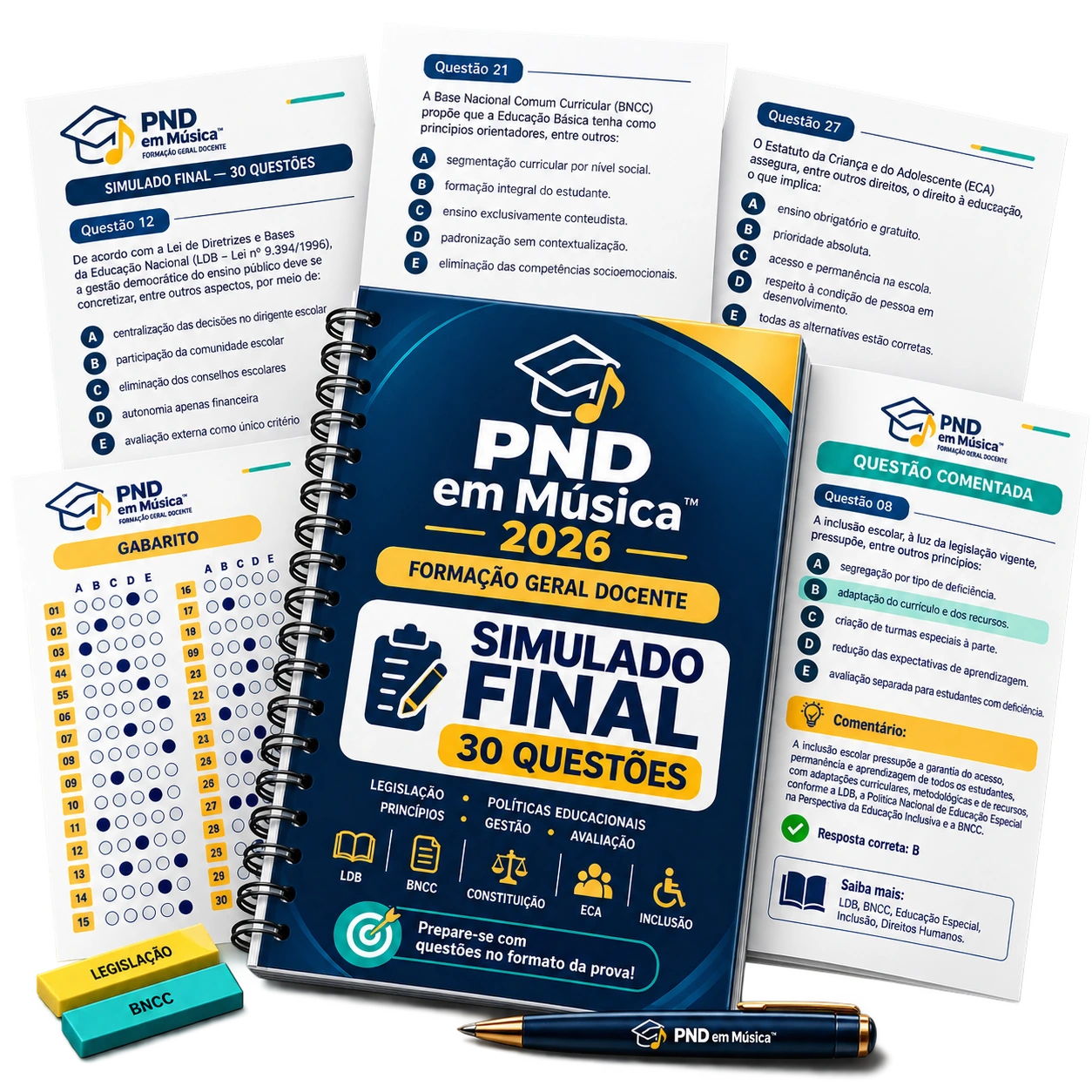 Mockup do bônus Simulado Final — 30 Questões